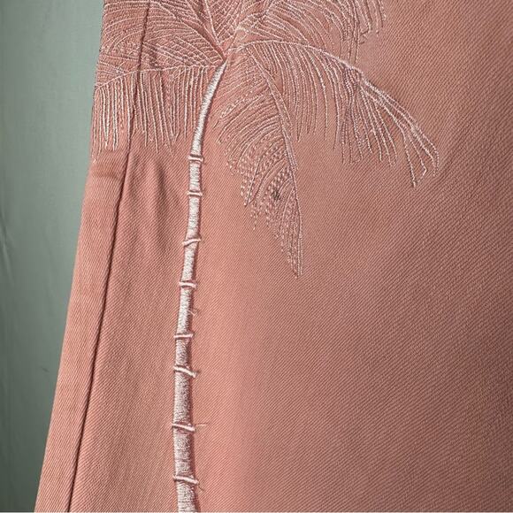 SANDRINE ROSE High Waisted Skinny Jeans Embroidered Palm Tree in Petal NWT - 28 - Picture 6 of 9